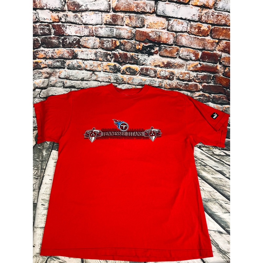 Puma Tennessee Titans Inaugural Season 1999-2000 Red Vintage T-Shirt Mens Large